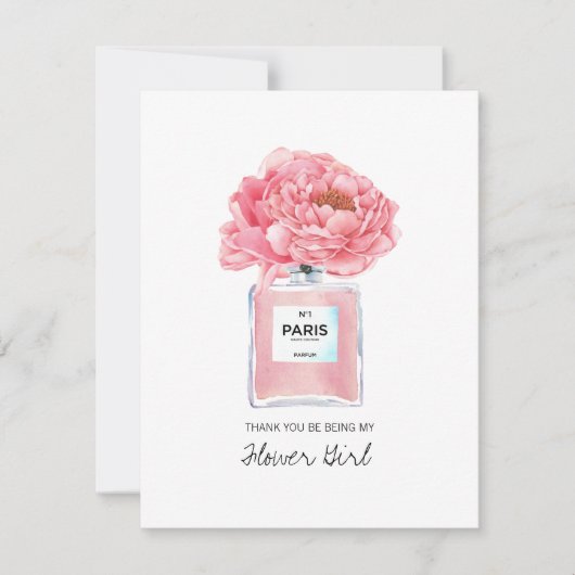 Vielen Dank Flower Girl Pink Peonies & Parfüm Card (Vorderseite)