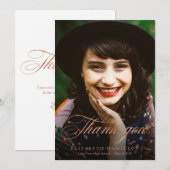 Vielen Dank Foil Copper Classy Script Grad Foto Ankündigung (Vorne/Hinten)