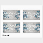 Vielen Dank, Folk Floral Blue Baby Dusche Gefallen Rechteckiger Aufkleber (Blatt)