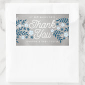 Vielen Dank, Folk Floral Blue Baby Dusche Gefallen Rechteckiger Aufkleber (Tasche)