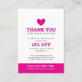 Vielen Dank Foto Beauty Promo Pink White Business Visitenkarte (Vorderseite)