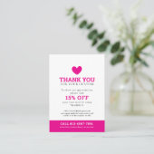 Vielen Dank Foto Beauty Promo Pink White Business Visitenkarte (Stehend Vorderseite)