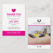 Vielen Dank Foto Beauty Promo Pink White Business Visitenkarte (Vorne/Hinten)