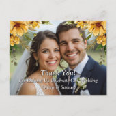 Vielen Dank - Foto mit Golden Blume Hochzeit Set Ankündigungspostkarte (Vorderseite)