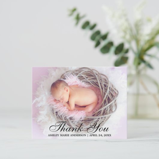 Vielen Dank Foto New Baby Postkarte (Stehend Vorderseite)