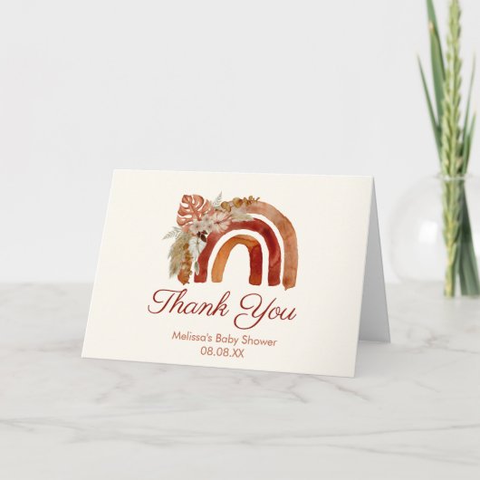 Vielen Dank Foto Terracotta Boho Rainbow Tropical Dankeskarte (Vorderseite)