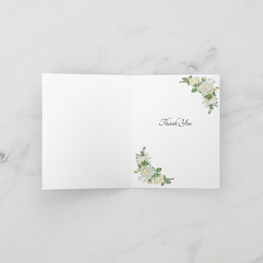 Vielen Dank - Foto über Cobalt Blue & White Roses Dankeskarte (Innenseite)