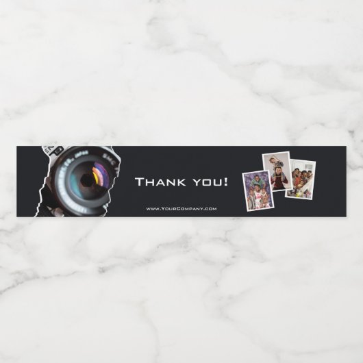 Vielen Dank, Fotograf Black-White Wasserflaschenetikett (Einzelnes Label)