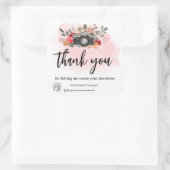 Vielen Dank, Fotograf der Aquarellkamera Quadratischer Aufkleber (Tasche)