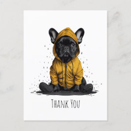 Vielen Dank, Französischer Bulldog mit Raincoat Postkarte