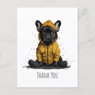 Vielen Dank, Französischer Bulldog mit Raincoat Postkarte