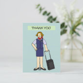 Vielen Dank Frau Cabin Crew Cartoon Postkarte (Stehend Vorderseite)