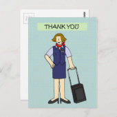 Vielen Dank Frau Cabin Crew Cartoon Postkarte (Vorne/Hinten)
