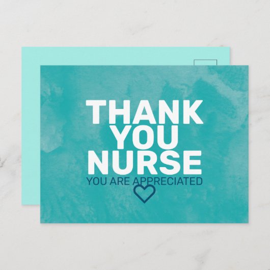 Vielen Dank, Frau Nurse: Sie werden in Türkis gesc Postkarte (Vorne/Hinten)