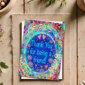 Vielen Dank, Freund Floral Blue Whimsical Herz Vie Karte