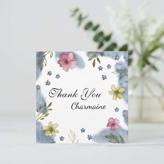 Vielen Dank Freunde Floral Wasserfarbe Custom Card (Stehend Vorderseite)