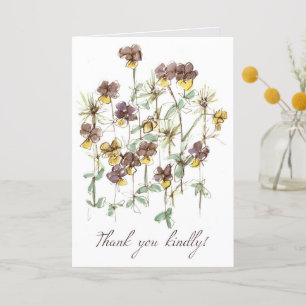 Vielen Dank freundlich Lila Pansy Blume Watercolor Dankeskarte