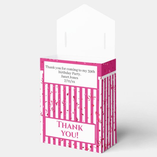 Vielen Dank - Fuchsia/White Simple Stripes Pattern Geschenkschachtel (Geöffnet)