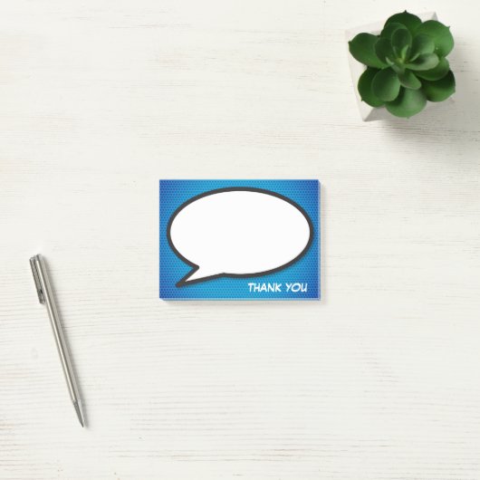 Vielen Dank Fun Comic Book Speech Bubble Blue Post-it Klebezettel (Büro)