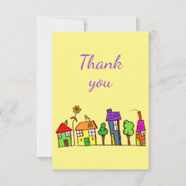 Vielen Dank Fun Houses Zuhause Cartoon Stadt Dankeskarte
