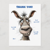 Vielen Dank Funny Donkey Postcard Postkarte (Vorderseite)