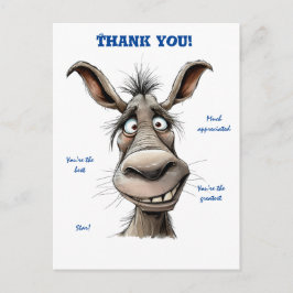 Vielen Dank Funny Donkey Postcard Postkarte