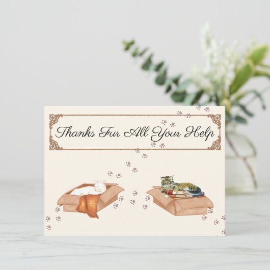 Vielen Dank für all Ihre Hilfe! Katzen in Kisten, Dankeskarte (Stehend Vorderseite)