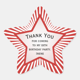 Vielen Dank für alle Altersgruppen - Geburtstag, R Stern-Aufkleber