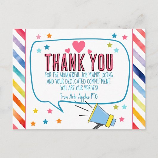 Vielen Dank für alle Heldenkarte Postkarte (Vorderseite)