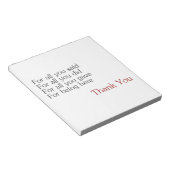 Vielen Dank für alle Notizblock (angewinkelt)