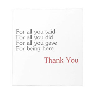 Vielen Dank für alle Notizblock