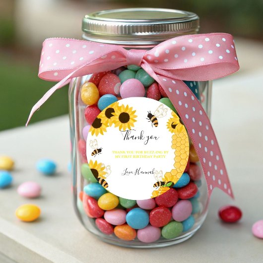 Vielen Dank für Buzz -ing an meinem ersten Bienent Runder Aufkleber