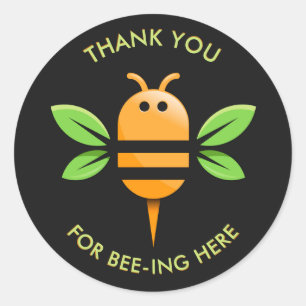 Vielen Dank für das Bee-ing Here Black Runder Aufkleber