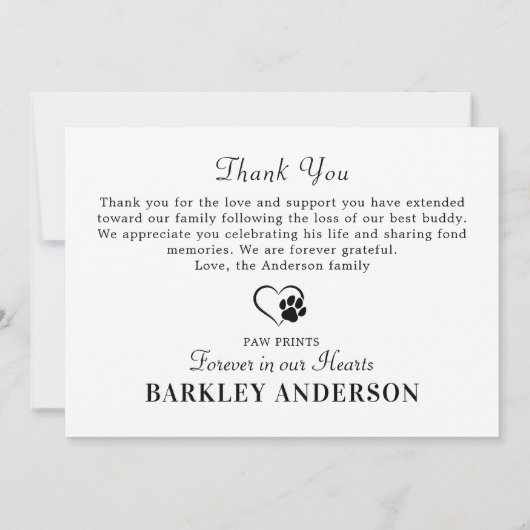Vielen Dank für das gesamte Dog Memorial Foto Dankeskarte (Rückseite)