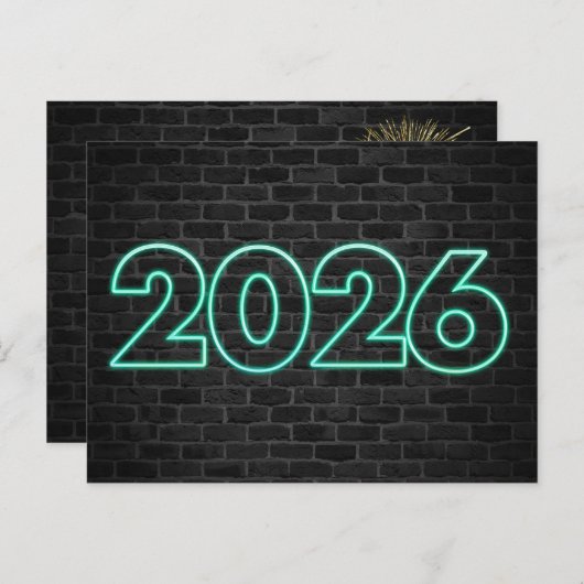 Vielen Dank für das Jahr 2026 Neon Sign Postkarte (Vorne/Hinten)