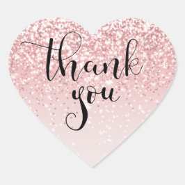 Vielen Dank für das rosa Glitzer-Label Herz-Aufkleber