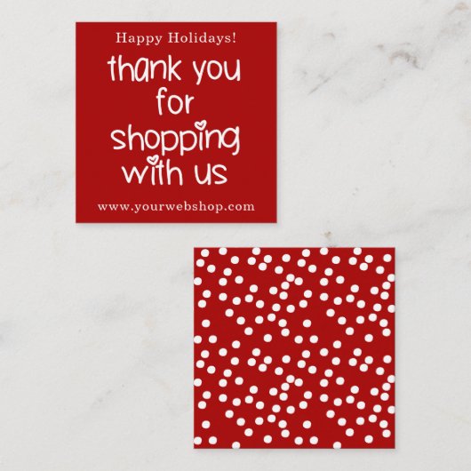 Vielen Dank für das Shopping - Red PromoChristmas Quadratische Visitenkarte (Vorne/Hinten)