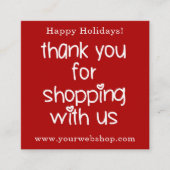 Vielen Dank für das Shopping - Red PromoChristmas Quadratische Visitenkarte (Vorderseite)
