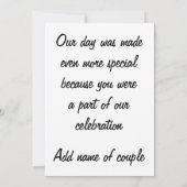 VIELEN DANK FÜR DAS WEDING / DUSCHE EINLADUNG (Rückseite)