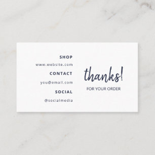 Vielen Dank für deine Bestellung Navy Blue Visitenkarte