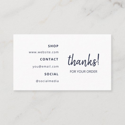 Vielen Dank für deine Bestellung | Navy Blue Visitenkarte (Vorderseite)