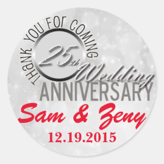 Vielen Dank für den 25. Geburtstag der Hochzeit Gu Runder Aufkleber