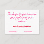 Vielen Dank für den Einkauf von kleinen rosa Schac Visitenkarte (Rückseite)