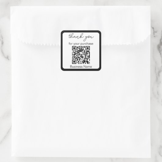 Vielen Dank für den Kauf Business QRCode Schwarz-w Quadratischer Aufkleber (Tasche)