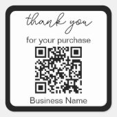 Vielen Dank für den Kauf Business QRCode Schwarz-w Quadratischer Aufkleber (Vorderseite)