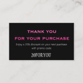 Vielen Dank für den Mindestwert für den Rabatt auf Visitenkarte (Vorderseite)