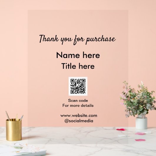 Vielen Dank für den Namen des Kaufs hier Scan QR Acrylschild (Hochzeit)