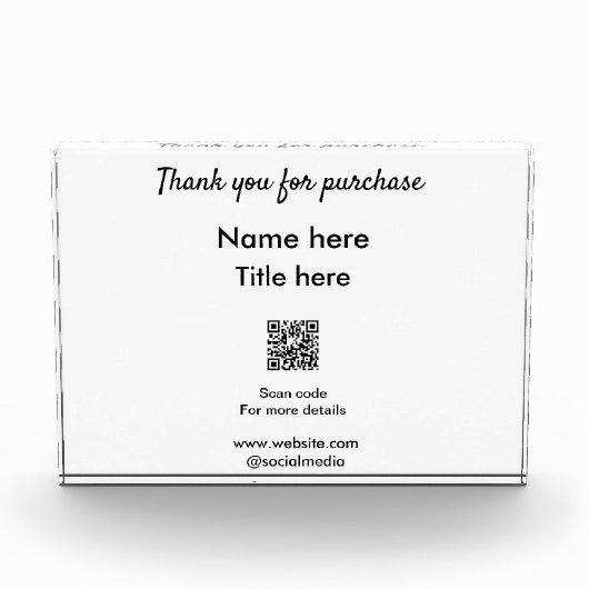 Vielen Dank für den Namen des Kaufs hier Scan QR Fotoblock (Vorderseite)