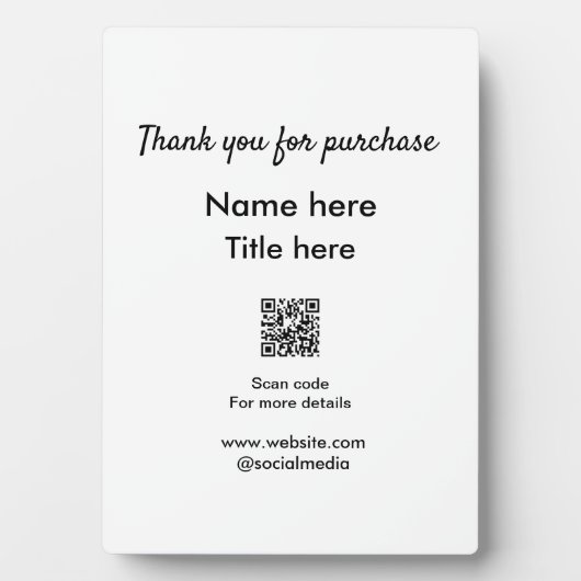 Vielen Dank für den Namen des Kaufs hier Scan QR Fotoplatte (Vorderseite)