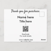 Vielen Dank für den Namen des Kaufs hier Scan QR Postkarte (Rückseite)